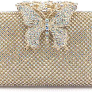 Rhinestone Clutch Bag with Crystal Butterfly Clasp Women Evening Handbag Formal